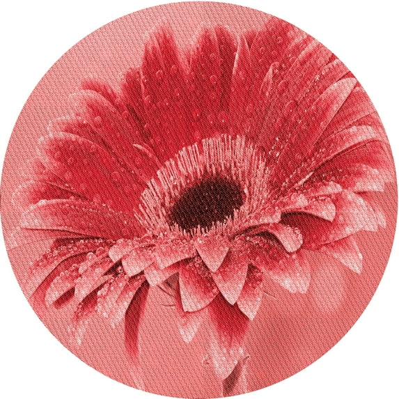 Ahgly Company Machine Washable Indoor Round Transitional Red Area Rugs, 7' Round