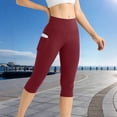 thumbnail image 4 of hoksml Women's High Waist Capri Leggings, Casual Workout Yoga Pants with Pockets for Summer, 4 of 6