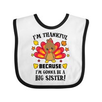 Inktastic Thanksgiving I'm Thankful Because I'm Gonna Be a Big Sister Girls Baby Bib