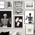 thumbnail image 4 of Póster nórdico de Halloween con diseño de esqueleto, bruja, gótico, fantasma, lienzo, calabaza, murciélagos, gato, impresiones, arte de pared para decoración de sala de estar, 4 of 5