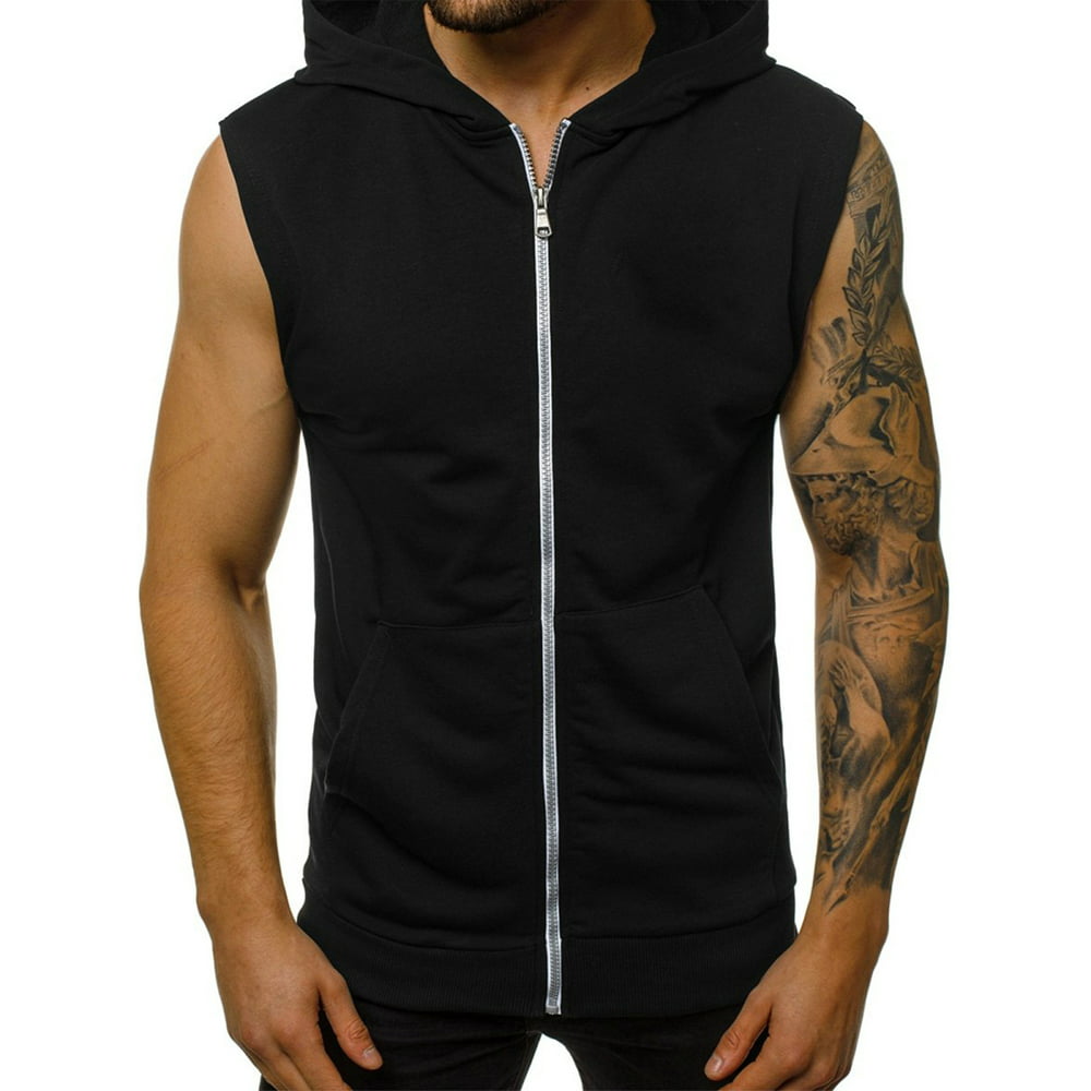 HiMONE - Fashion Sleeveless Hooded Bodybuilding Tank Top for Men Solid ...