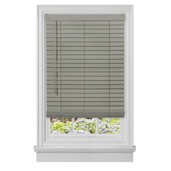Achim GII Madera Falsa Indoor Cordless Blind 2" Faux Wood Plantation, 37" W x 64" L, Gray