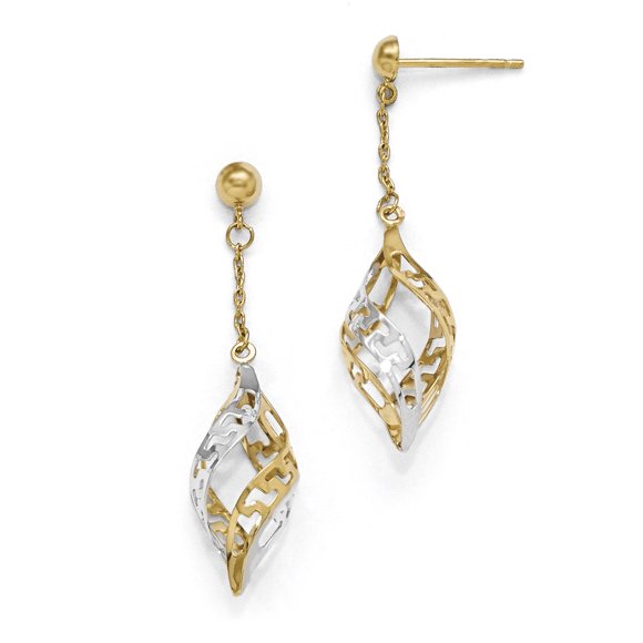 Leslie's Boucles d'Oreilles Pendantes Polies Bicolores 14k LE677