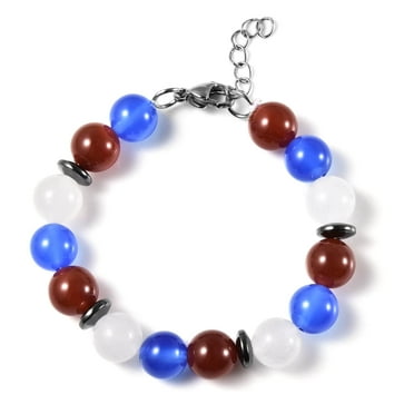 Multi Agate Hematite Round Stainless Steel Beaded Bracelet for Women Jewelry Gifts for Women Size 7" Ct 93.89 Birthday Gifts