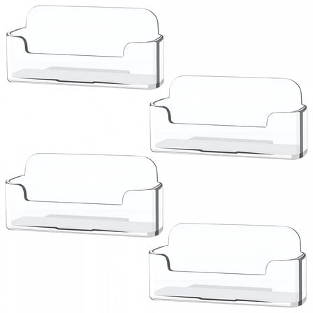 LAMIRO 4 Pack Business Card Holder,Acrylic Business Card Display for Desk Business Card Stand,Clear