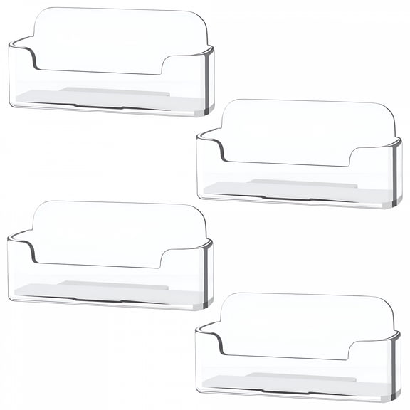 LAMIRO 4 Pack Business Card Holder,Acrylic Business Card Display for Desk Business Card Stand,Clear