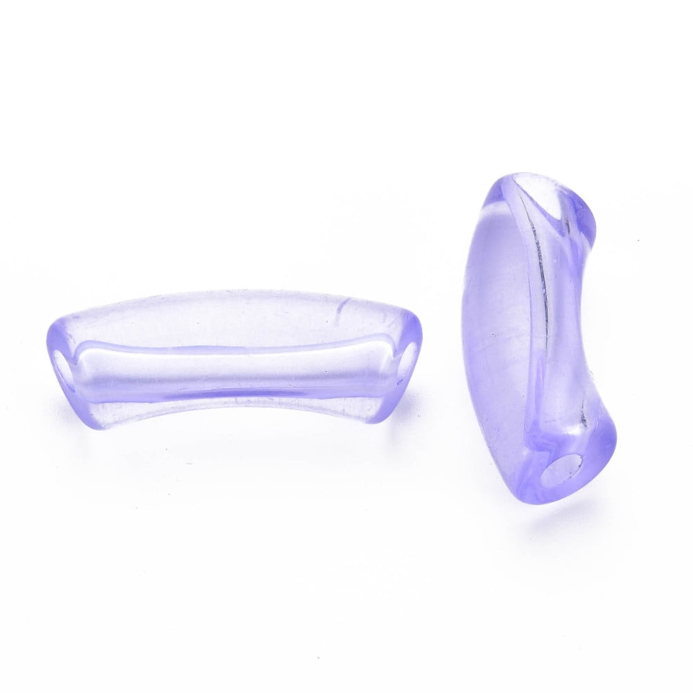 Transparent Acrylic Beads Curved Tube Medium Purple 36x13.5x11.5mm Hole: 4mm about 148pcs/500g