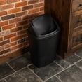 thumbnail image 5 of 7.5 Gallon (30 Quart) Black Plastic Kitchen Trash Can with Swing Top Lid - Slim Rectangular Garbage Bin Wastebasket, 5 of 5