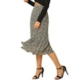 thumbnail image 4 of MODA NOVA Juniors Printed Elastic High Waist Ruffled Hem Zipper Midi Skirt, 4 of 6