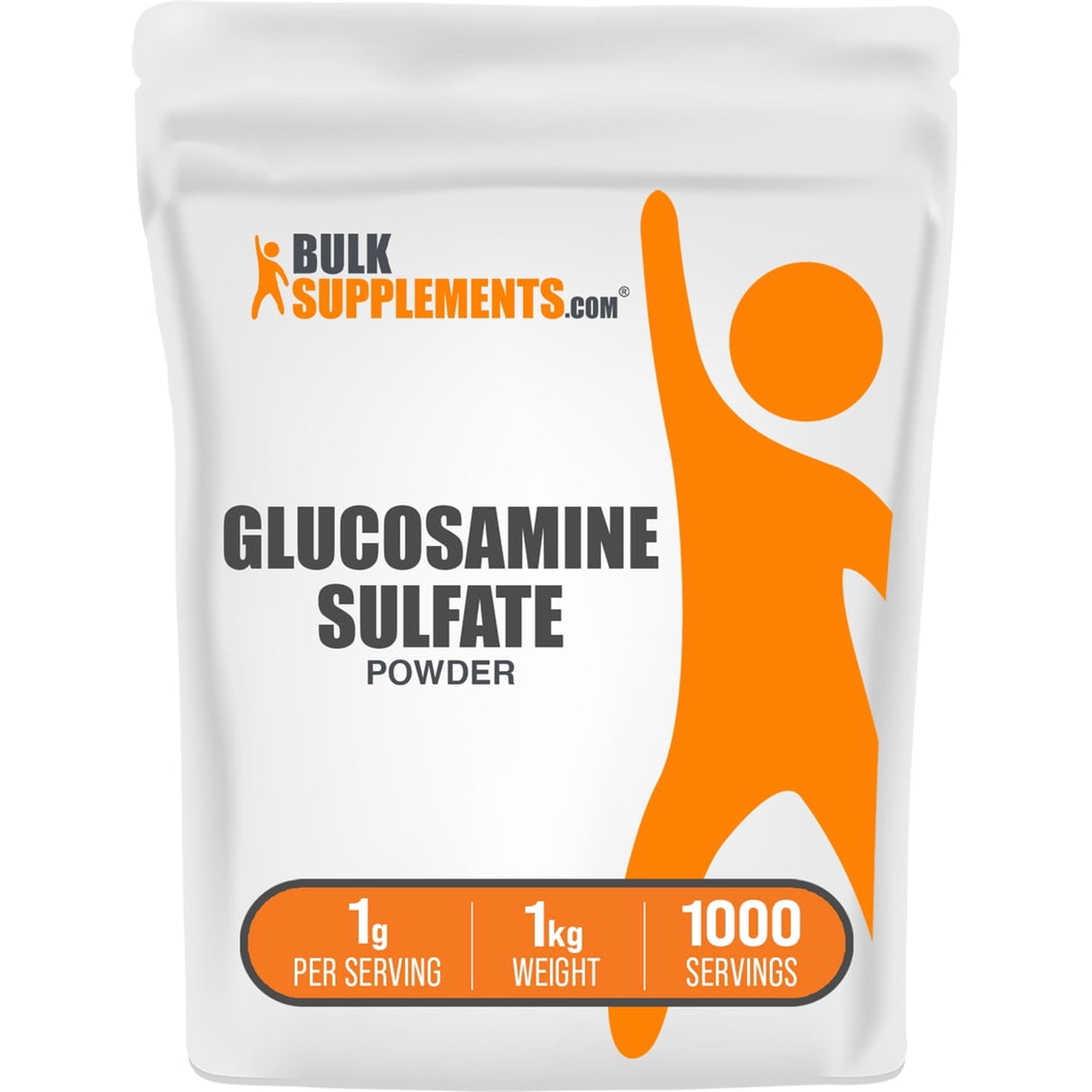 BulkSupplements Glucosamine Sulfate Powder - 1g per Serving - 1 Kilogram (2.2 lbs) - 1000 Servings