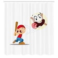 thumbnail image 2 of Ambesonne Baseball Shower Curtain, Happy Cartoon Whimsical, 69"Wx70"L, Cream Vermilion Ginger, 2 of 4