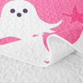 thumbnail image 5 of Homewish Girly Halloween Cute Ghost Quilt King,Simple Spooky Pattern King Coverlet Set,Hot Pink White,3pcs, 5 of 7