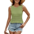 thumbnail image 1 of Camiseta sin mangas VIMPUNEC para mujer, jersey de punto de verano, color verde claro, talla S, 1 of 6