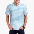 thumbnail image 5 of Yiaed Blue MarblePrint Men's Short Sleeve Polo Shirt,Golf Polo for Men Three-Button Golf Shirt Athletic Casual Collared T-Shirt- 4X-Large, 5 of 7