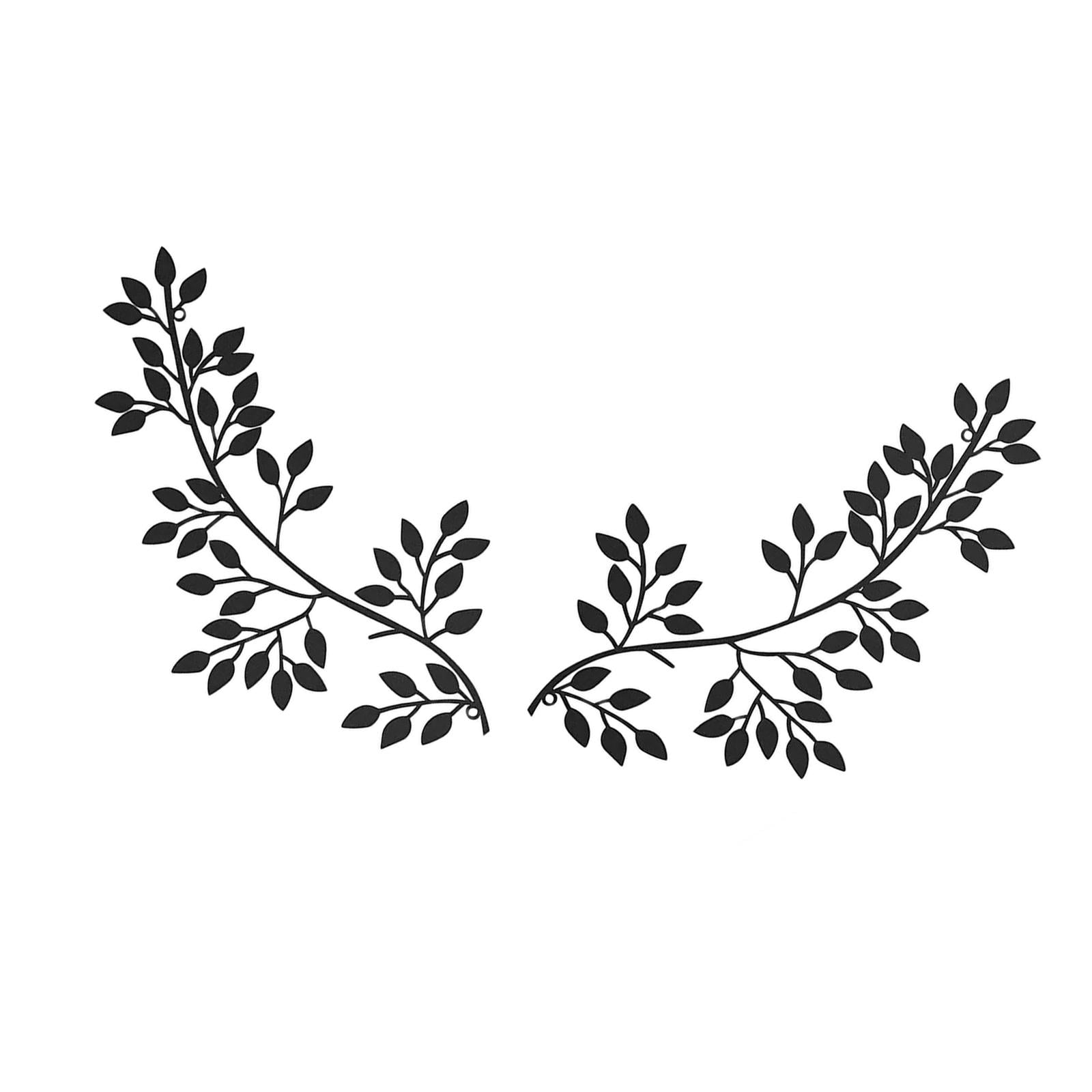 Modern Leaves Wall Art Decor Black Silhouette Ornament Sign Hanging