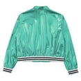 thumbnail image 2 of HULIJA Girls Boys Shiny Metallic Long Sleeve Bomber Jacket Jazz Hip-hop Street Dance Top Coat Blue Green 14, 2 of 9