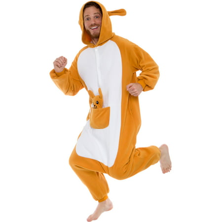 SILVER LILLY Unisex Adult Plush Animal Halloween Costume Pajamas (Kangaroo)