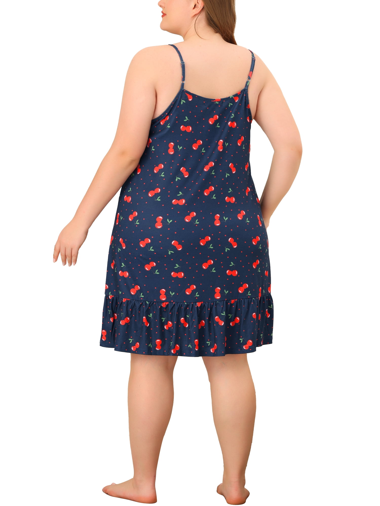 DARING DIVA Women's Plus Size Printed Strap Nightwear 2X Navy