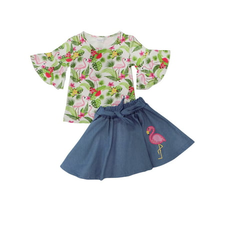 So Sydney Girls Toddler Novelty Outift or Dress Spring Summer Tropical Flamingo