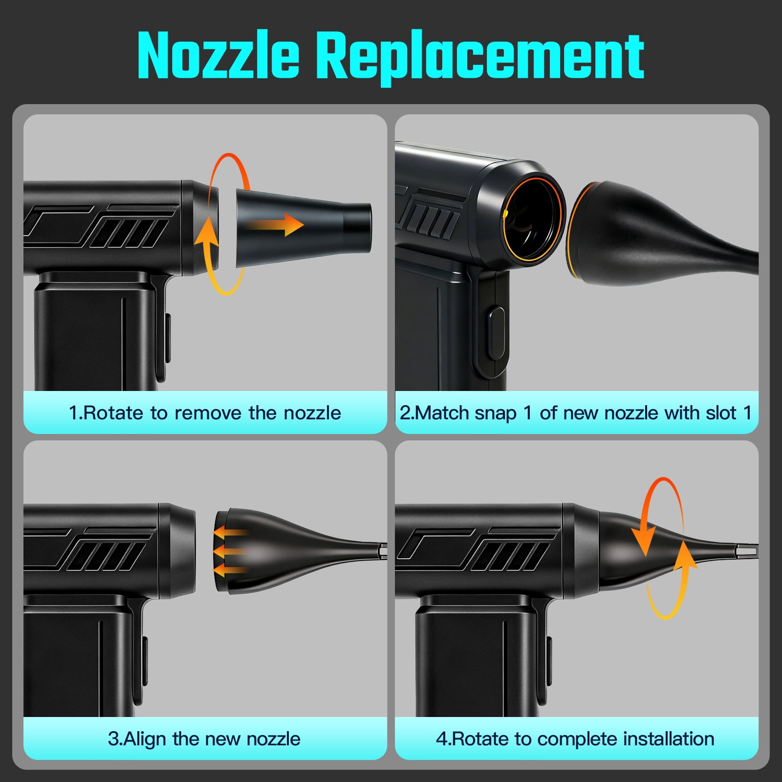 300000RPM Compressed Air Duster, 8000mAh Electric Dust Blower with Brushless Motor, 5-Speed Adjustable Rechargeable Air Duster for Computer, Keyboard, Car, Home Cleaning