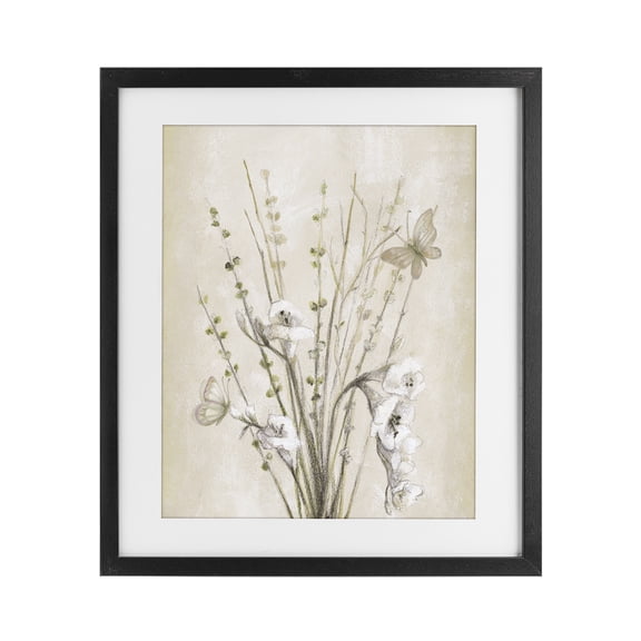 Stupell Industries Cottage Fresia & Date Branch Black Framed Print Under Glass, 13 x 16, by Lanie Loreth