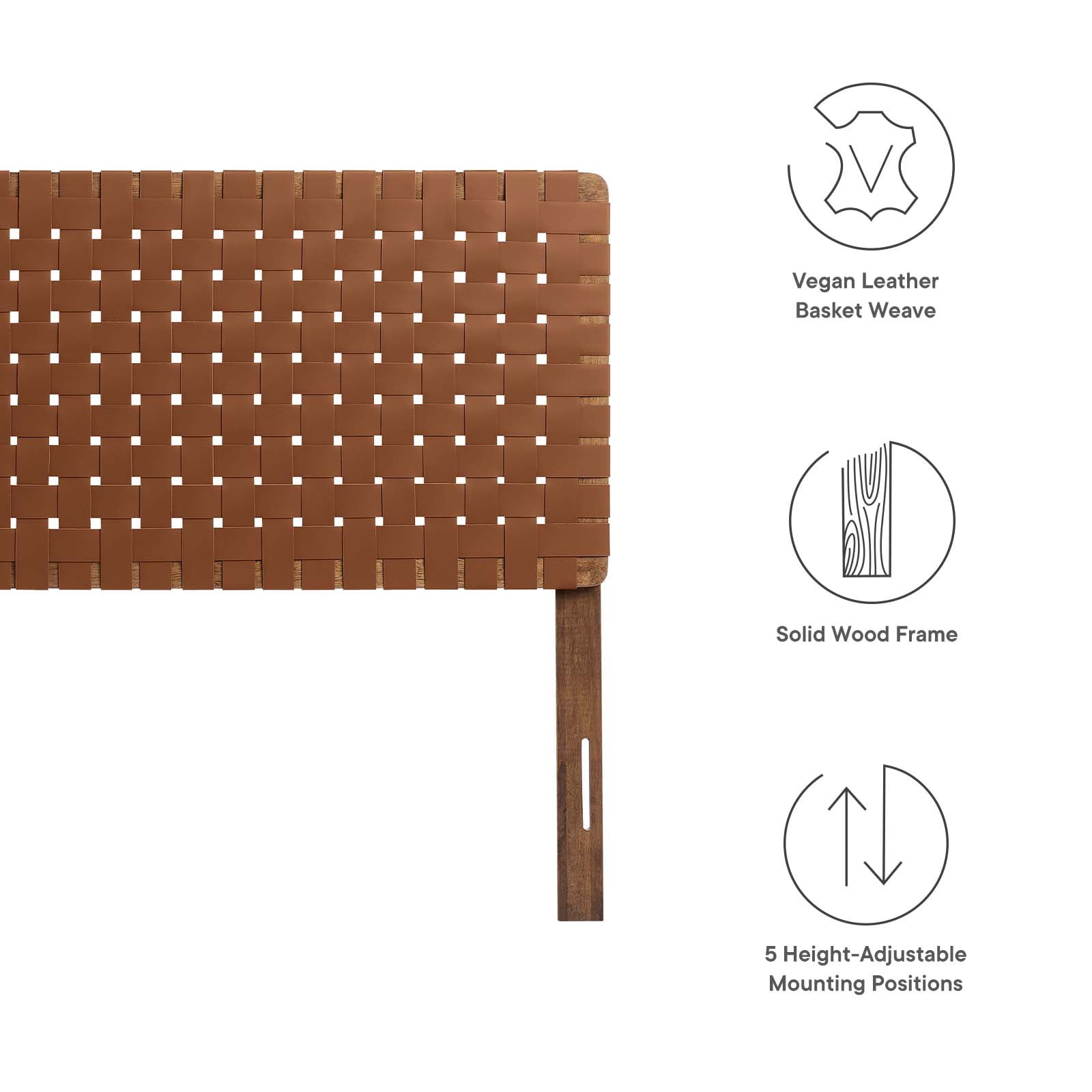 Sparta Weave Vegan Leather Full Headboard in Walnut Brown