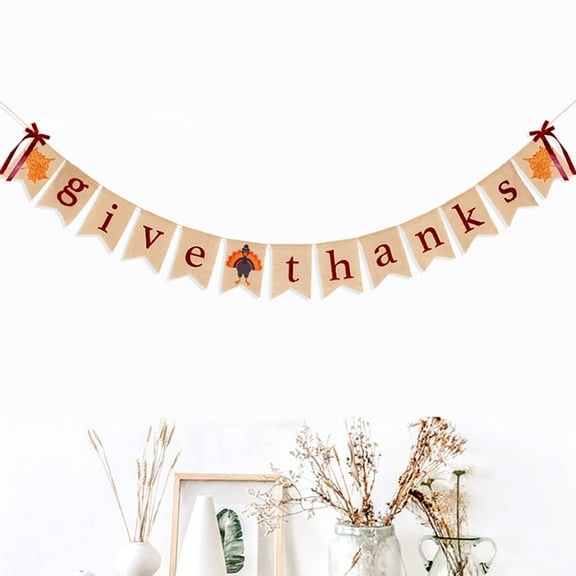 LEORX 1Pcs Thanksgiving Banner Pennant Assorted Color Photo Prop for Holiday Celebration and Party Decoration