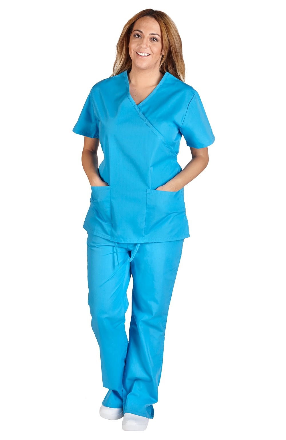 M&M Scrubs M&M Scrubs Women's Tie Back Solid Medical Scrub Set