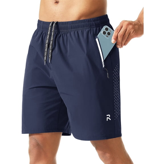 OIOLOYJM Men's Athletic Shorts Lightweight Quick Dry Running Sweatshorts with Drawstring Casual Basic Gym Workout Lounge Shorts for Basketball Navy L