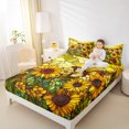 thumbnail image 4 of Homewish Yellow Rustic Sunflower Bed Sheets,Country Floral Plant King Sheets,Yellow Green Sheet Set For Girl,Luxury Bedroom Decor,4-Piece, 4 of 7