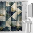 thumbnail image 4 of Abstract Green Blue Geometric Painting Fabric Shower Curtain Modern Art Washable Shower Curtains for Bathroom, Waterproof Bath Curtain with Hooks Home Decor 72x84in, 4 of 8