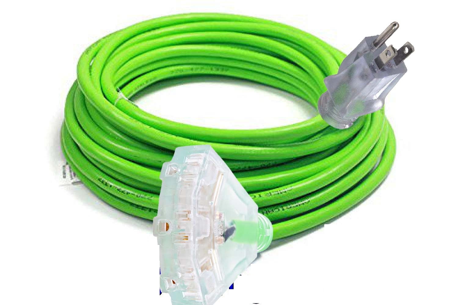 pizety 12/3 Extension Cord 100 ft Outdoor Indoor Heavy Duty 100 ft Extension Cord 12/3 12 Gauge Extension Cord 3 Outlet Lighted 15 Amp 1875 Watts Triple Outlet 12 Gauge Extension Cord 100 ft Copper