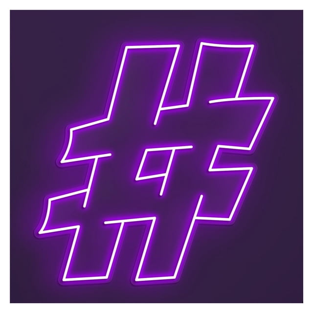 Letrero De Neón Con Hashtag, Ideal Para Decoración Oficinas Y Estudios, Brillo Ajustable, 38cm