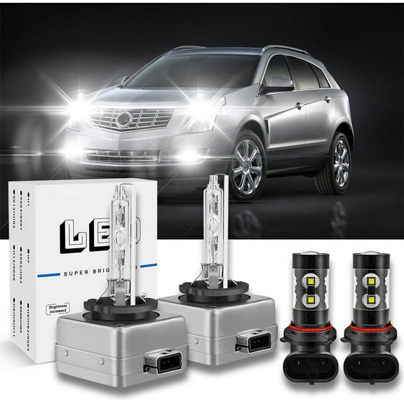 For Cadillac DTS 2006-2011Xenon HID Headlight High/Low & LED Fog Light Bulbs 4pcs