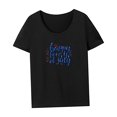 thumbnail image 4 of Camiseta de mujer de verano transpirable con cuello redondo para el trabajo, vacaciones, viajes, desplazamientos Negro, 4 of 7