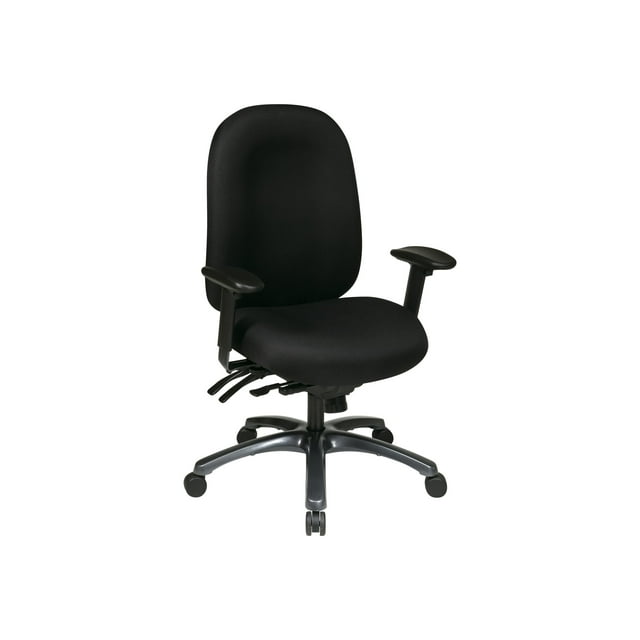 Multi-Function High Back Chair with Seat Slider in Black Fabric