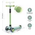 thumbnail image 3 of Eotvia Kids Scooter with LED Lighted Wheels, 3 Adjustable Height Handlebars, Lean-to-Steer & Widen Anti-Slip Deck, Foldable Scooters for Kids, Green, 3 of 7