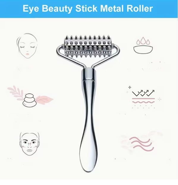 Stainless Steel Facial Massage Roller and Gua Sha Tool Set for Spa Quality Beauty Care