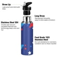thumbnail image 3 of 600ml Vacuum Insulated Sports Water Bottle with Foldable Straw Stainless Steel Portable Thermos Cup Red and White Stripes Stars, 3 of 7