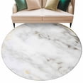 thumbnail image 2 of 6ft Washable Round Rug, White Marble Non-Slip Circle Area Rug for Living Room Bedroom, Abstract Gold Circle Marble Texture Contemporary Indoor Floor Mat for Home Decor, 2 of 9