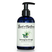 Lemongrass  Sage Aromatherapy Body Oil - 8 oz - 100% Pure  Natural