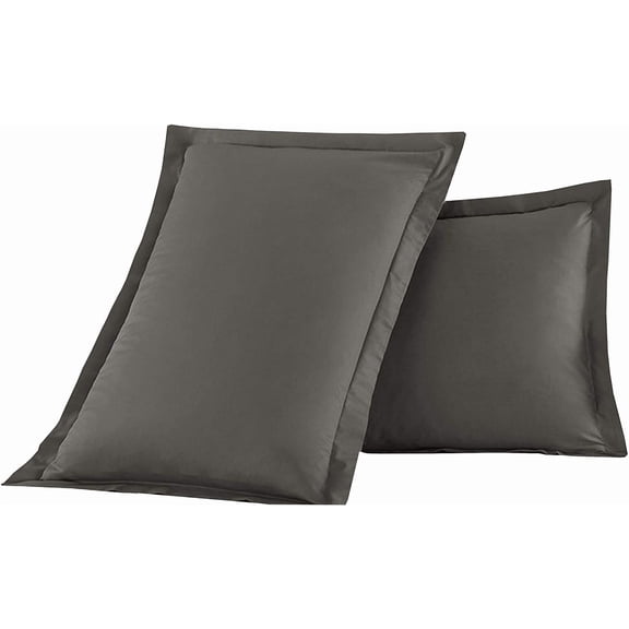 Soft Pillow Shams Set of 2 - Double Brushed Microfiber Pillow Covers - Hotel Style Premium Bed Pillow Cases Standard/Queen Gray