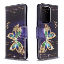Dteck Case For Samsung Galaxy S20 Ultra （6.9 inch）, Flip Leather Case Wallet Cover with Credit Card Slot ID Card Holder Kickstand, Big Butterfly