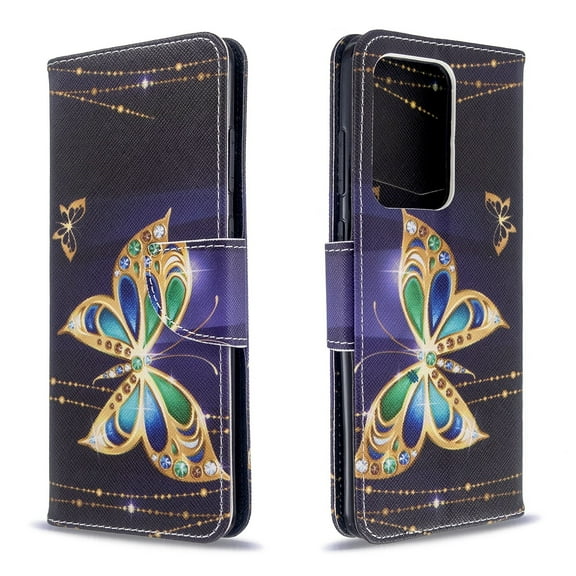 Dteck Case For Samsung Galaxy S20 Ultra (6.9 inch), Flip Leather Case Wallet Cover with Credit Card Slot ID Card Holder Kickstand, Big Butterfly