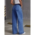 thumbnail image 2 of Pantalones vaqueros rasgados de talle alto y pierna ancha Y2K holgados for novio, pantalones versátiles de mezclilla desgastados, 2 of 7