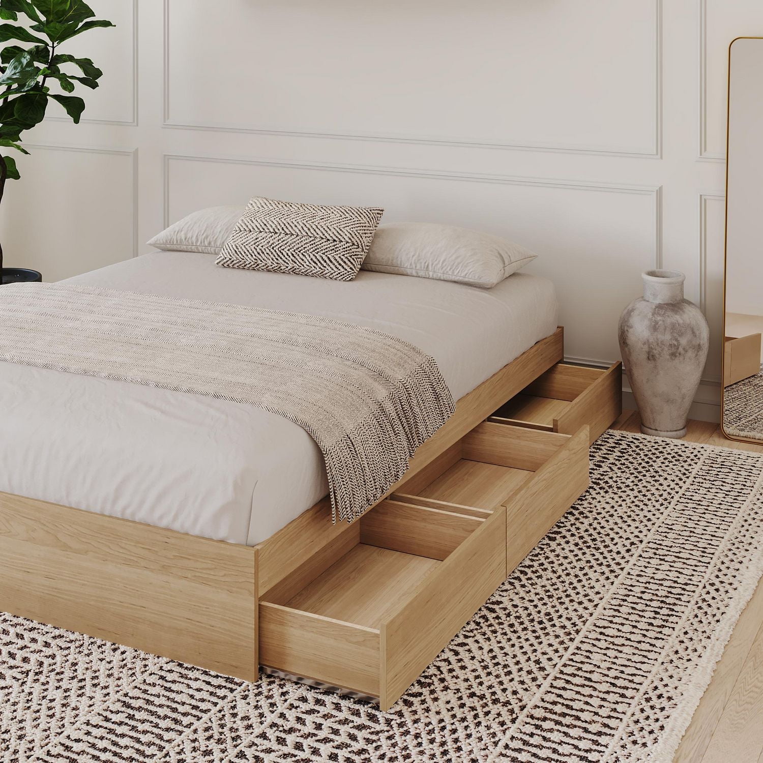 Nexera Nordik 3 Drawer Storage Bed Natural Maple