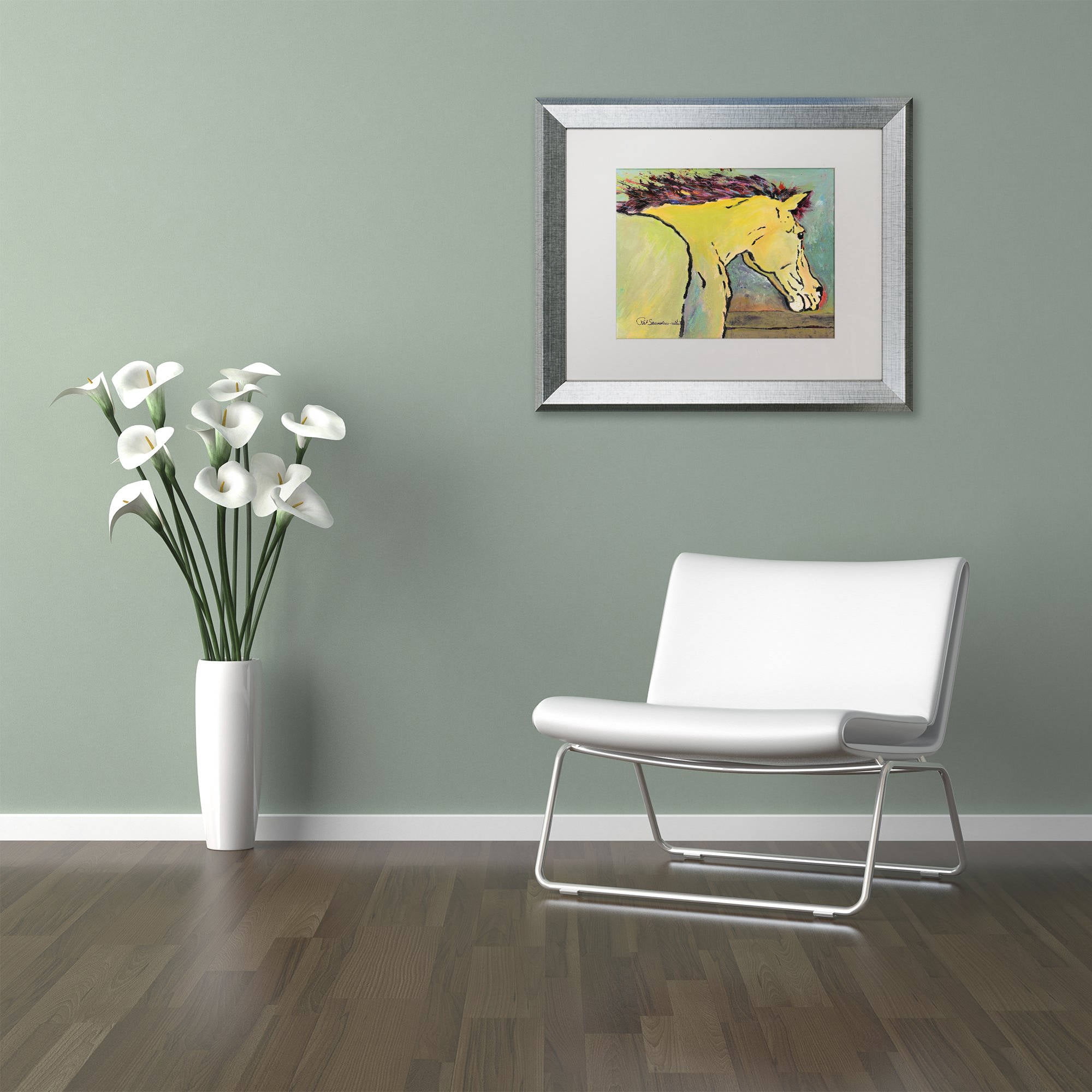 Trademark Fine Art "Waiting for Sunrise" Canvas Art by Pat Saunders-White, White Matte, Silver Frame