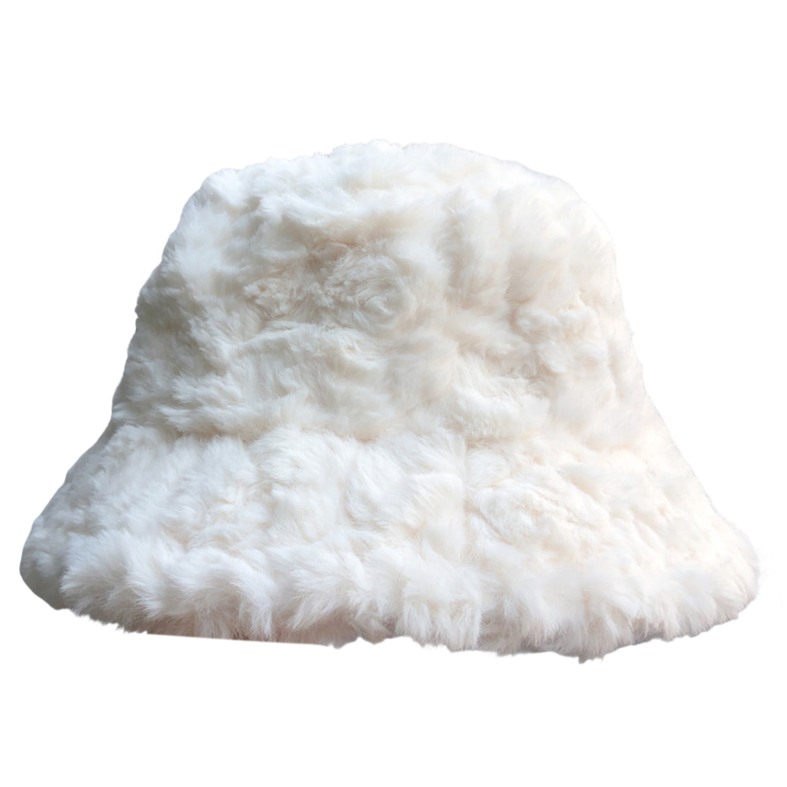Women\'s Faux Fur Bucket Hat Compact Warm Short Plush Fisherman Cap Bucket Hat Plush Winter Fisherman Cap Warm Windproof Faux  main image 3