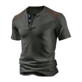thumbnail image 2 of LTTVQM Mens Henley Shirts Waffle Button Short Sleeve Tops Lightweight Breathable Slim Fit Workout Fitness Athletic T-Shirt Army Green 3XL, 2 of 5