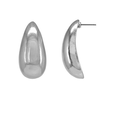Time And Tru Women's Basic Teardrop Earring Stud In Silver Plating